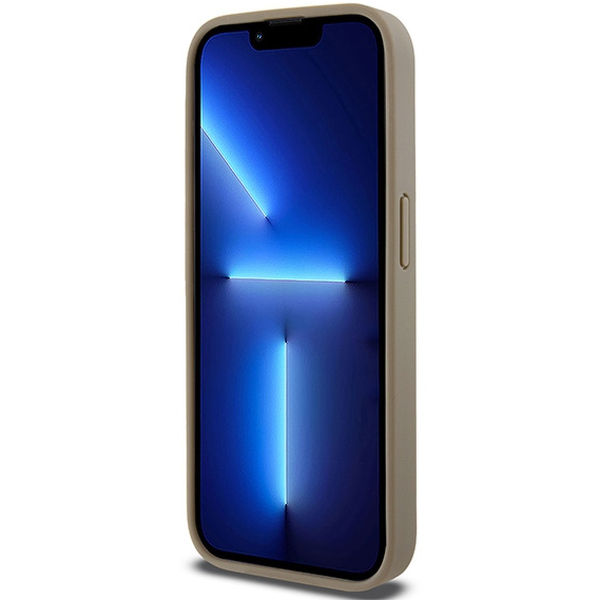 DKNY - Leather Printed Pattern Metal Logo MagSafe (DKHMP15XPSOSPW) - iPhone 15 Pro Max - Brown