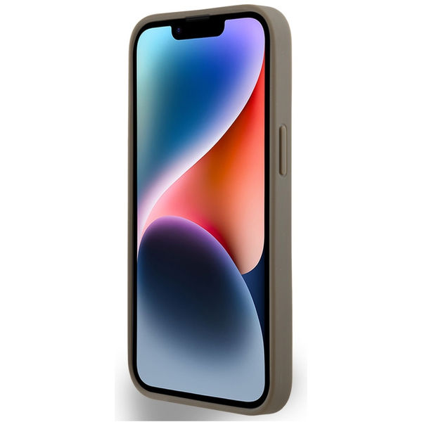 DKNY - Leather Printed Pattern Metal Logo MagSafe (DKHMP15SPSOSPW) - iPhone 15 - Brown