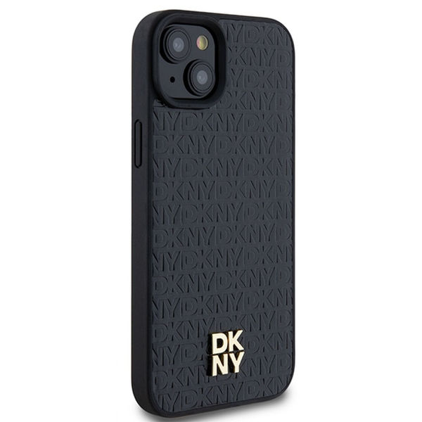 DKNY - Leather Pattern Metal Logo MagSafe (DKHMP15SPSHRPSK) - iPhone 15 - Black
