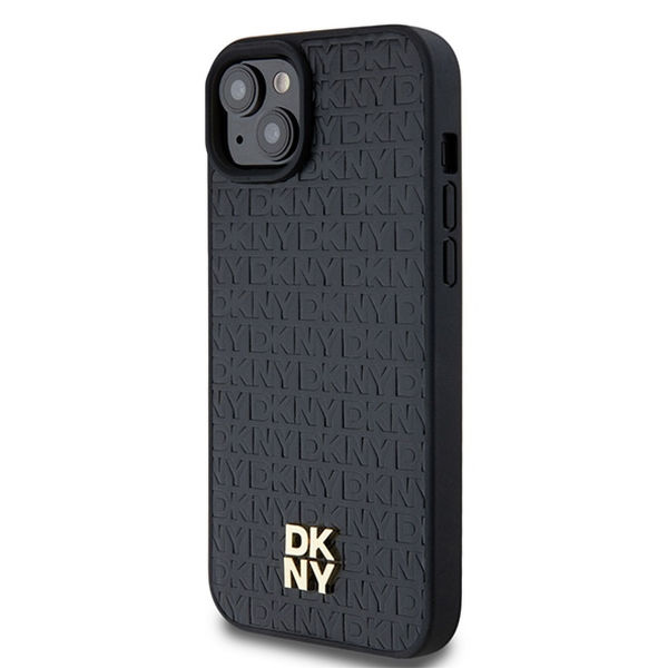 DKNY - Leather Pattern Metal Logo MagSafe (DKHMP15SPSHRPSK) - iPhone 15 - Black