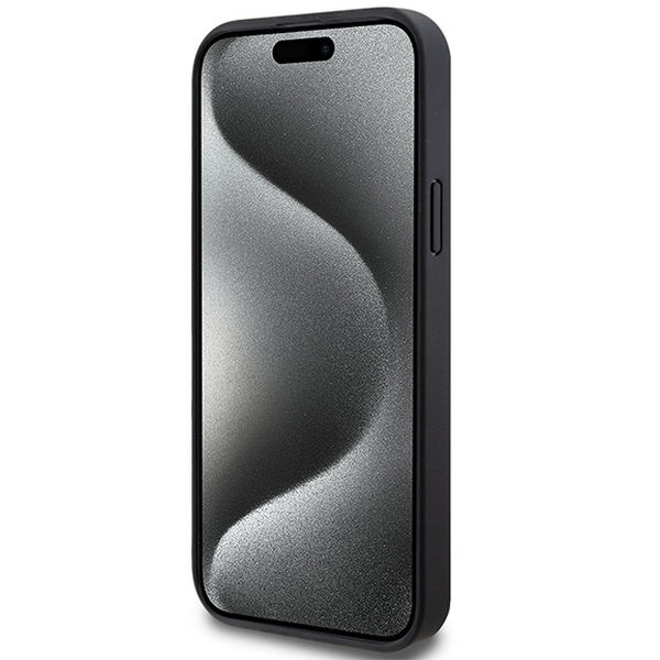 DKNY - Leather Pattern Metal Logo MagSafe (DKHMP15SPSHRPSK) - iPhone 15 - Black