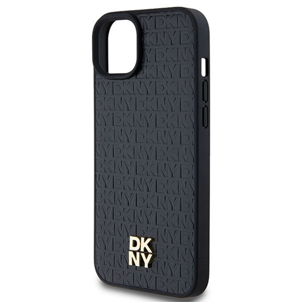 DKNY - Leather Pattern Metal Logo MagSafe (DKHMP15SPSHRPSK) - iPhone 15 - Black