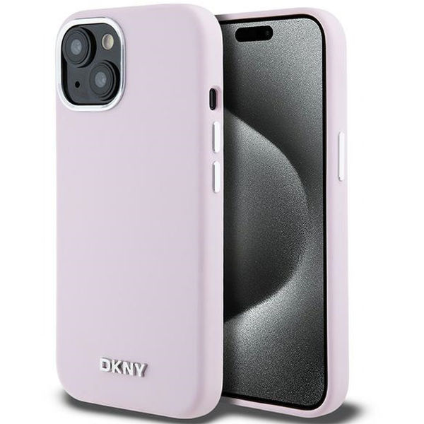 DKNY - Hardcase Liquid Silicone Small Metal Logo MagSafe (DKHMP15SSMCHLP) - iPhone 15 - Pink