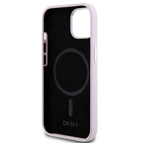 DKNY - Hardcase Liquid Silicone Small Metal Logo MagSafe (DKHMP15SSMCHLP) - iPhone 15 - Pink