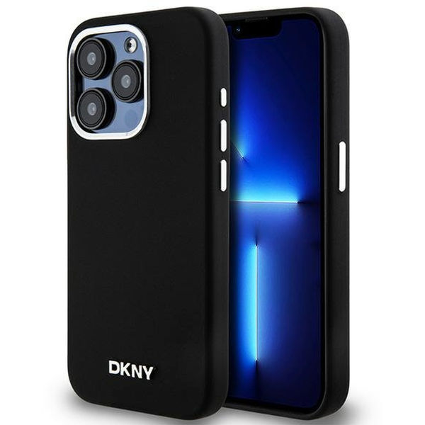 DKNY - Hardcase Liquid Silicone Small Metal Logo MagSafe (DKHMP15LSMCHLK) - iPhone 15 Pro - Black