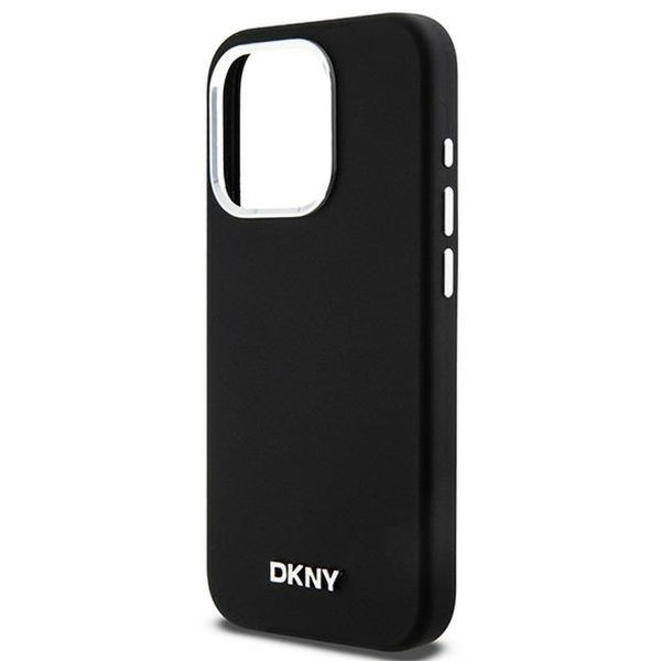 DKNY - Hardcase Liquid Silicone Small Metal Logo MagSafe (DKHMP15LSMCHLK) - iPhone 15 Pro - Black