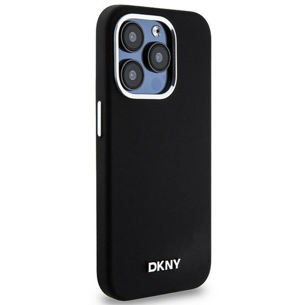 DKNY - Hardcase Liquid Silicone Small Metal Logo MagSafe (DKHMP15LSMCHLK) - iPhone 15 Pro - Black