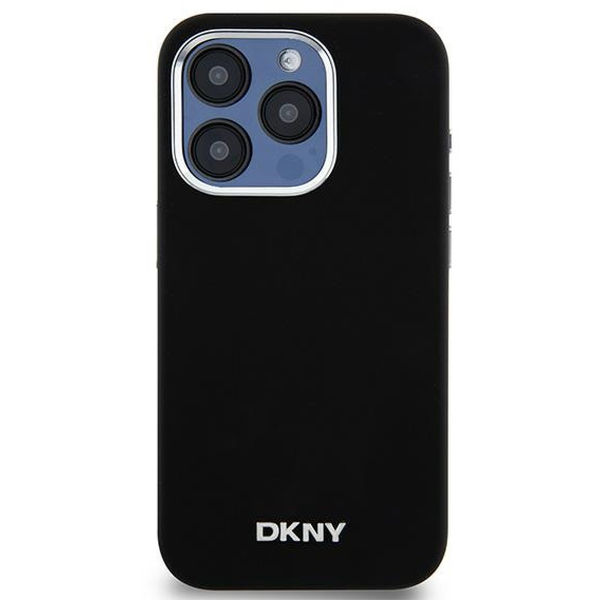 DKNY - Hardcase Liquid Silicone Small Metal Logo MagSafe (DKHMP15LSMCHLK) - iPhone 15 Pro - Black