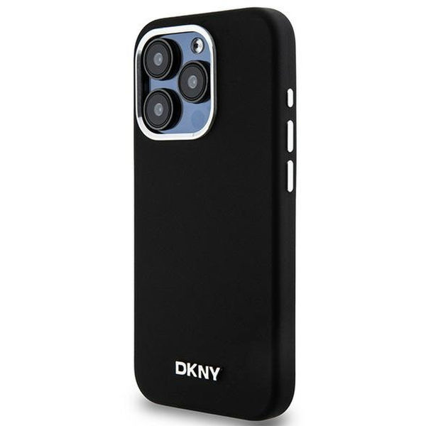 DKNY - Hardcase Liquid Silicone Small Metal Logo MagSafe (DKHMP15LSMCHLK) - iPhone 15 Pro - Black