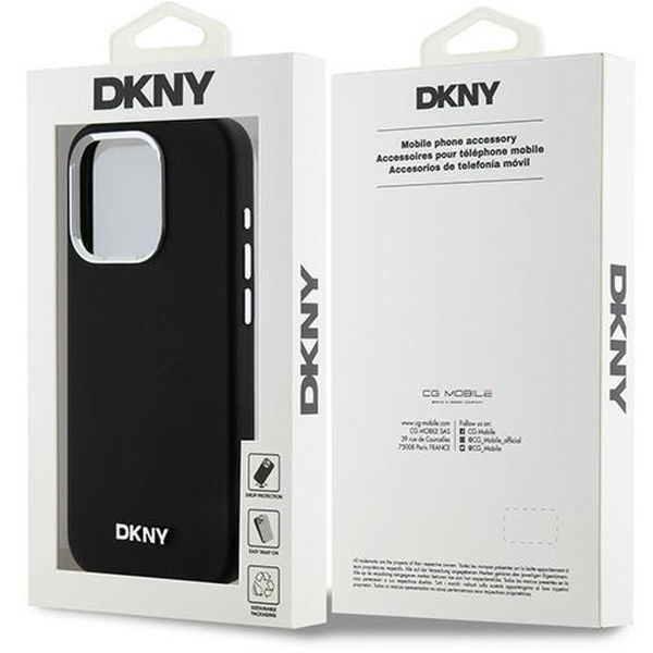 DKNY - Hardcase Liquid Silicone Small Metal Logo MagSafe (DKHMP15LSMCHLK) - iPhone 15 Pro - Black