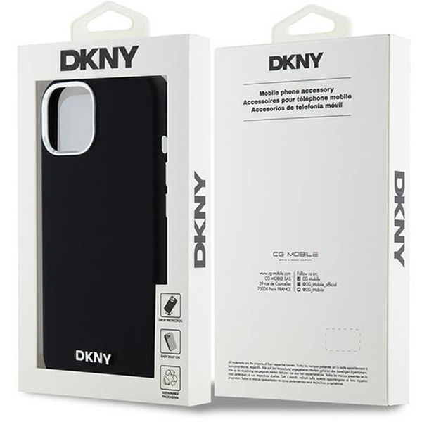 DKNY - Hardcase Liquid Silicone Small Metal Logo MagSafe (DKHMP15MSMCHLK) - iPhone 15 Plus - Black