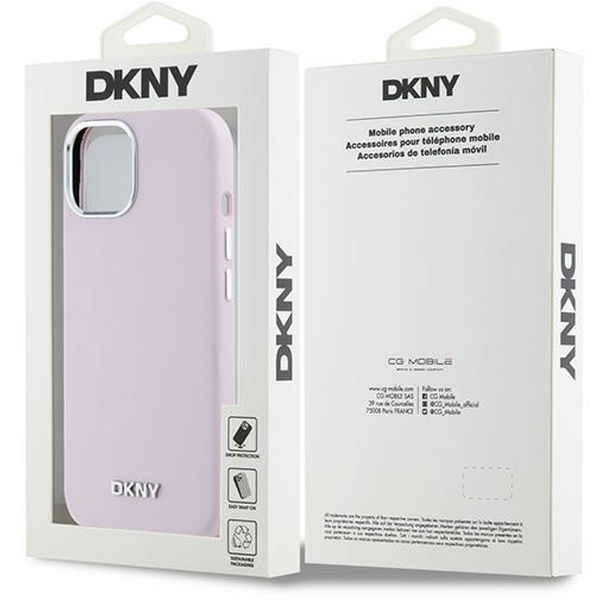 DKNY - Hardcase Liquid Silicone Small Metal Logo MagSafe (DKHMP15MSMCHLP) - iPhone 15 Plus - Pink
