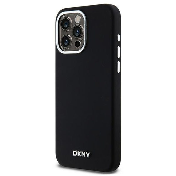 DKNY - Hardcase Liquid Silicone - iPhone 15 Pro Max Small Metal Logo MagSafe (DKHMP15XSMCHLK) - Black