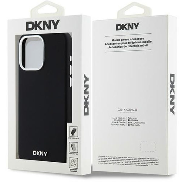 DKNY - Hardcase Liquid Silicone - iPhone 15 Pro Max Small Metal Logo MagSafe (DKHMP15XSMCHLK) - Black