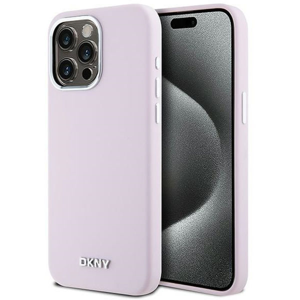 DKNY - Hardcase Liquid Silicone Small Metal Logo MagSafe (DKHMP15XSMCHLP) - iPhone 15 Pro Max - Pink