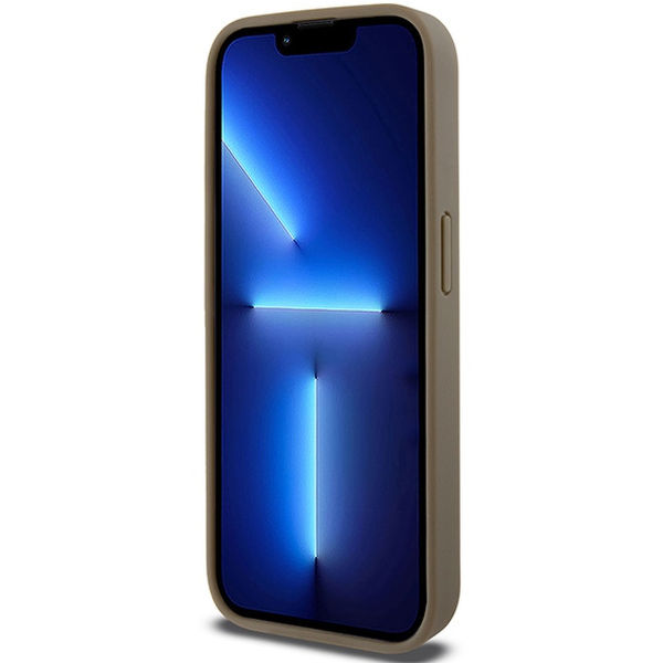 DKNY - Leather Pattern Metal Logo MagSafe (DKHMP15XPSHRPSW) - iPhone 15 Pro Max - Brown