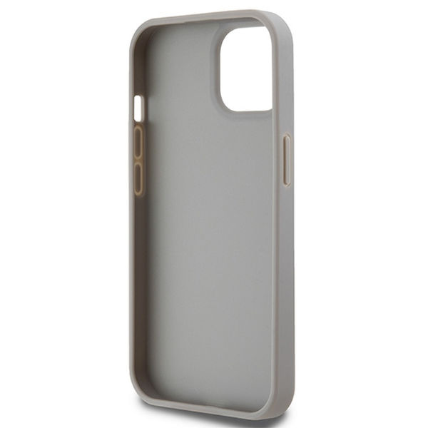 DKNY - Leather Mono Stripe & Metal Logo (DKHCP15SPRTHSLE) - iPhone 15 - Beige