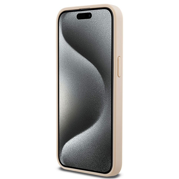 DKNY - Leather Mono Stripe & Metal Logo (DKHCP15XPRTHSLP) - iPhone 15 Pro Max - Pink