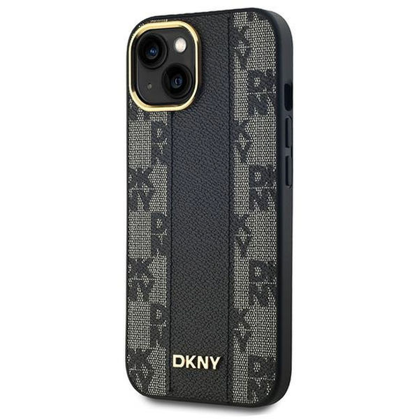DKNY - Leather Checkered Mono Pattern MagSafe (DKHMP15SPCPVSLK) - iPhone 15 - Black