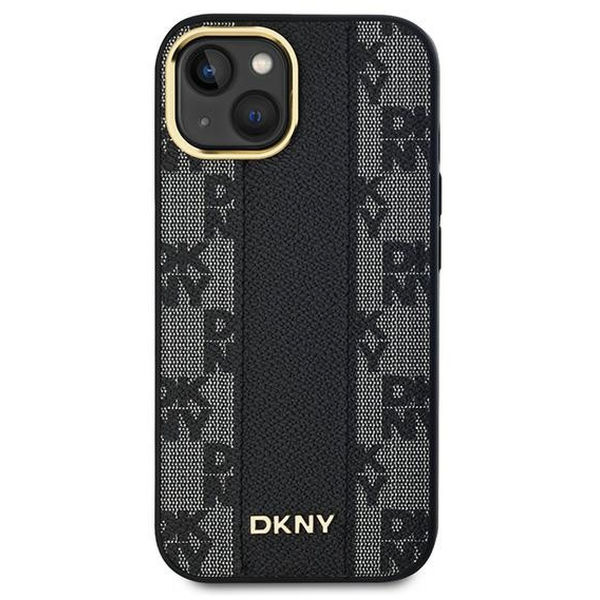 DKNY - Leather Checkered Mono Pattern MagSafe (DKHMP15SPCPVSLK) - iPhone 15 - Black