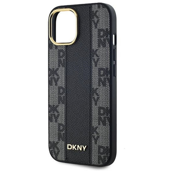 DKNY - Leather Checkered Mono Pattern MagSafe (DKHMP15SPCPVSLK) - iPhone 15 - Black