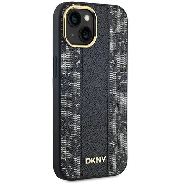 DKNY - Leather Checkered Mono Pattern MagSafe (DKHMP15SPCPVSLK) - iPhone 15 - Black