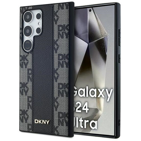 DKNY - Leather Checkered Mono Pattern MagSafe (DKHMS24LPCPVSLK) - Samsung Galaxy S24 Ultra - Black