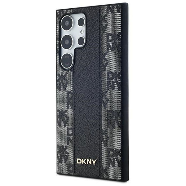 DKNY - Leather Checkered Mono Pattern MagSafe (DKHMS24LPCPVSLK) - Samsung Galaxy S24 Ultra - Black