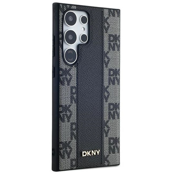 DKNY - Leather Checkered Mono Pattern MagSafe (DKHMS24LPCPVSLK) - Samsung Galaxy S24 Ultra - Black