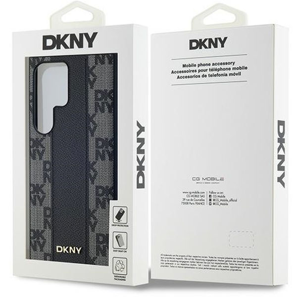 DKNY - Leather Checkered Mono Pattern MagSafe (DKHMS24LPCPVSLK) - Samsung Galaxy S24 Ultra - Black