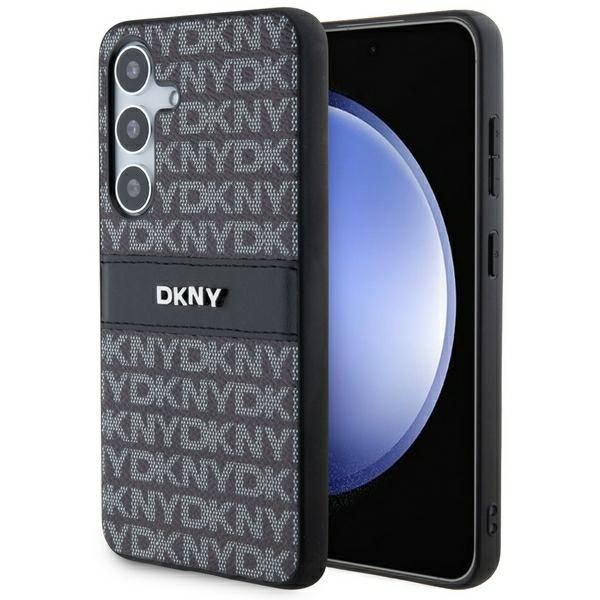 DKNY - Leather Mono Stripe & Metal Logo (DKHCS24MPRTHSLK) - Samsung Galaxy S24 Plus - Black
