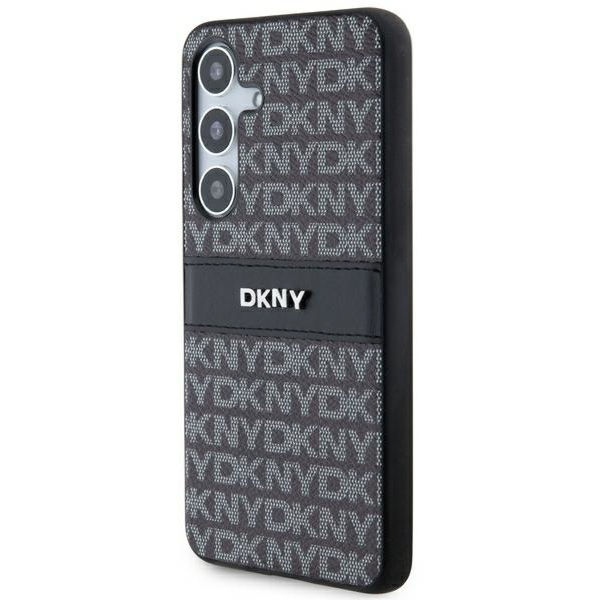 DKNY - Leather Mono Stripe & Metal Logo (DKHCS24MPRTHSLK) - Samsung Galaxy S24 Plus - Black