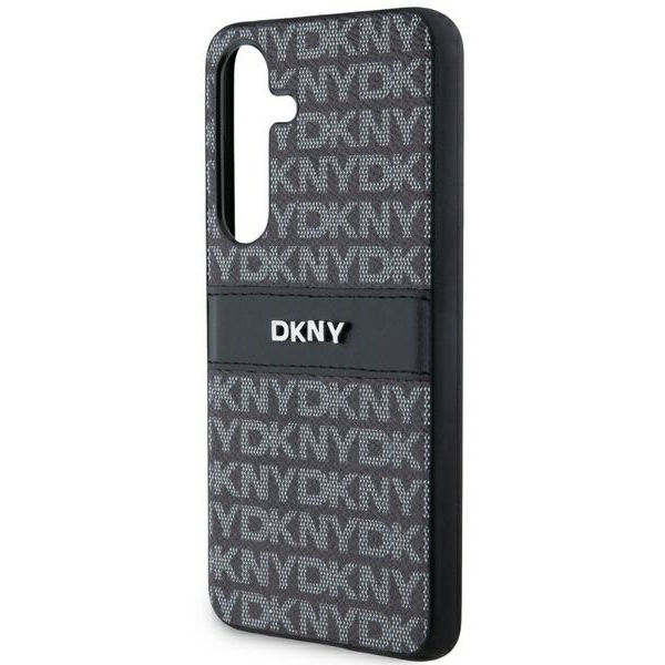 DKNY - Leather Mono Stripe & Metal Logo (DKHCS24MPRTHSLK) - Samsung Galaxy S24 Plus - Black