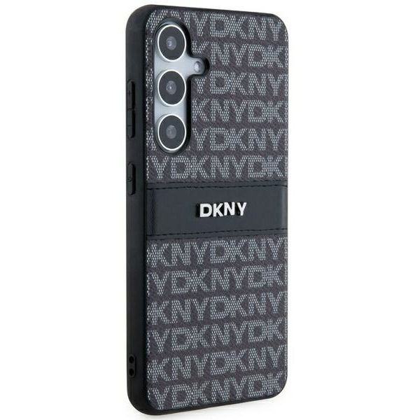 DKNY - Leather Mono Stripe & Metal Logo (DKHCS24MPRTHSLK) - Samsung Galaxy S24 Plus - Black