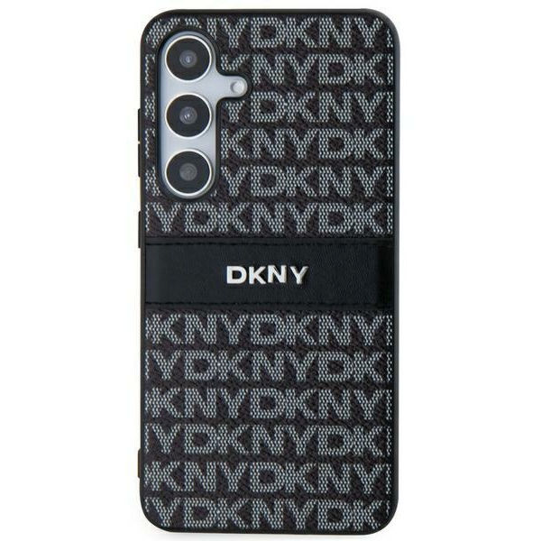 DKNY - Leather Mono Stripe & Metal Logo (DKHCS24MPRTHSLK) - Samsung Galaxy S24 Plus - Black