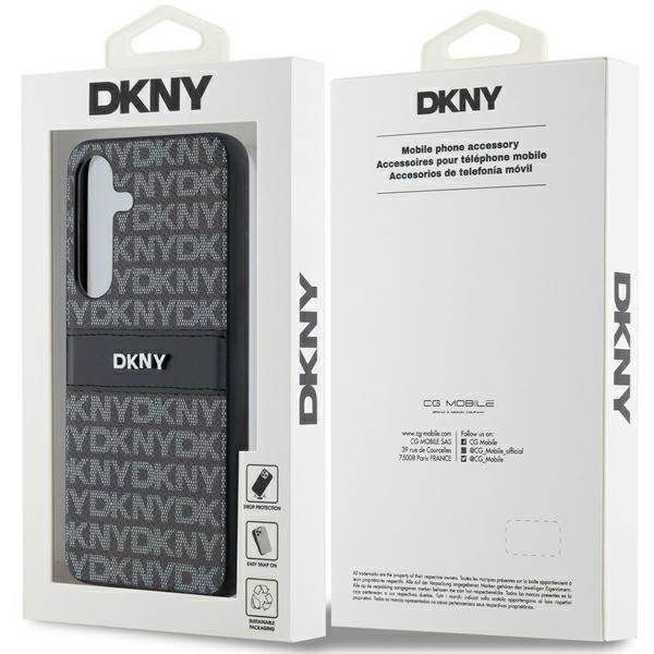 DKNY - Leather Mono Stripe & Metal Logo (DKHCS24MPRTHSLK) - Samsung Galaxy S24 Plus - Black
