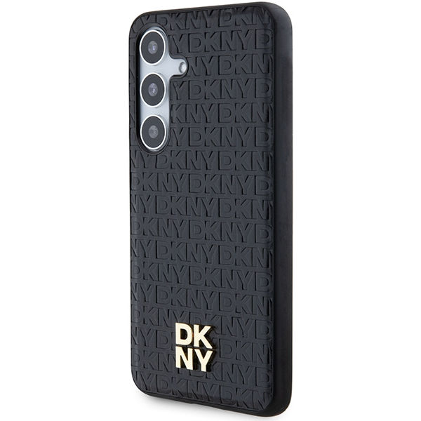 DKNY - Leather Pattern Metal Logo MagSafe (DKHMS24SPSHRPSK) - Samsung Galaxy S24 - Black