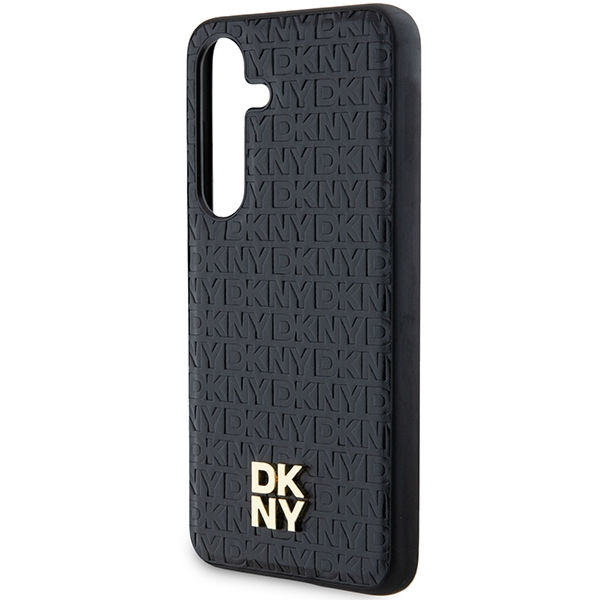 DKNY - Leather Pattern Metal Logo MagSafe (DKHMS24SPSHRPSK) - Samsung Galaxy S24 - Black