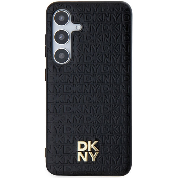 DKNY - Leather Pattern Metal Logo MagSafe (DKHMS24SPSHRPSK) - Samsung Galaxy S24 - Black
