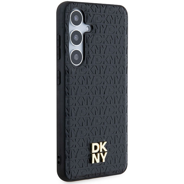 DKNY - Leather Pattern Metal Logo MagSafe (DKHMS24SPSHRPSK) - Samsung Galaxy S24 - Black