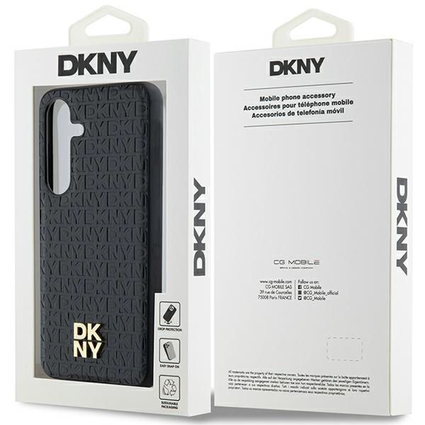 DKNY - Leather Pattern Metal Logo MagSafe (DKHMS24SPSHRPSK) - Samsung Galaxy S24 - Black