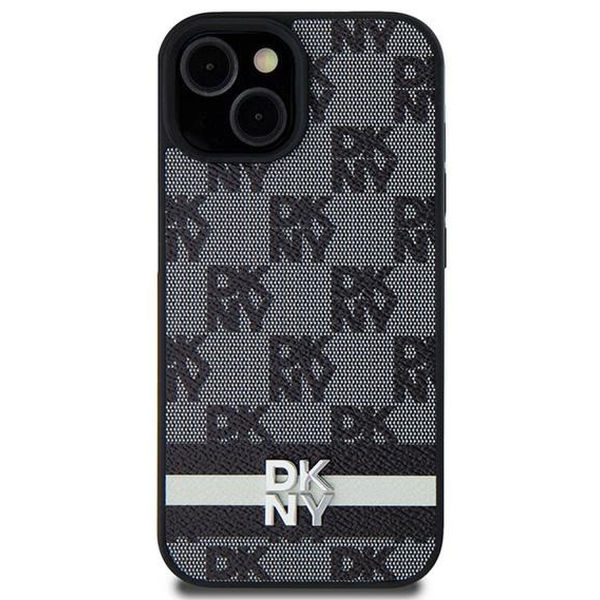 DKNY - Leather Checkered Mono Pattern & Printed Stripes (DKHCS24LPCPTSSK) - Samsung Galaxy S24 Ultra - Black