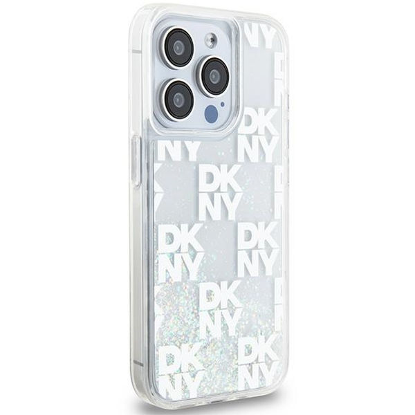 DKNY - Hardcase Liquid Glitter Multilogo (DKHCP15LLCPEPT) - iPhone 15 Pro - White