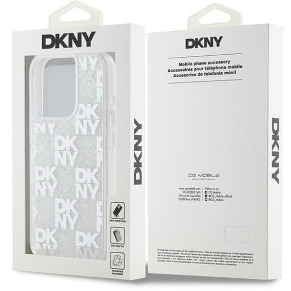 DKNY - Hardcase Liquid Glitter Multilogo (DKHCP15LLCPEPT) - iPhone 15 Pro - White