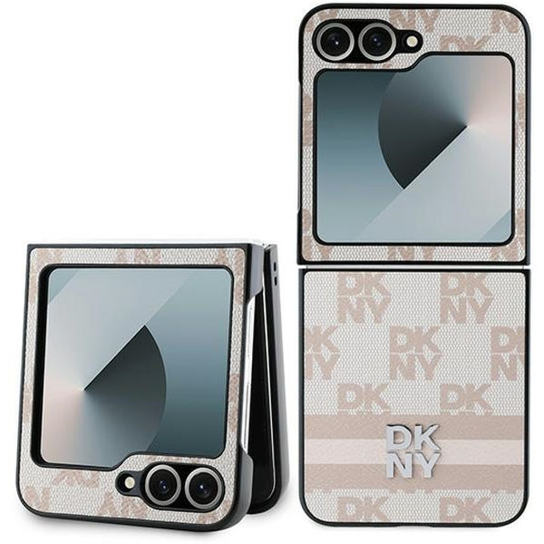 DKNY - Leather Chequered Pattern Printed Stripes (DKHCZF6PCPTSSP) - Samsung Galaxy Z Flip6 - Pink