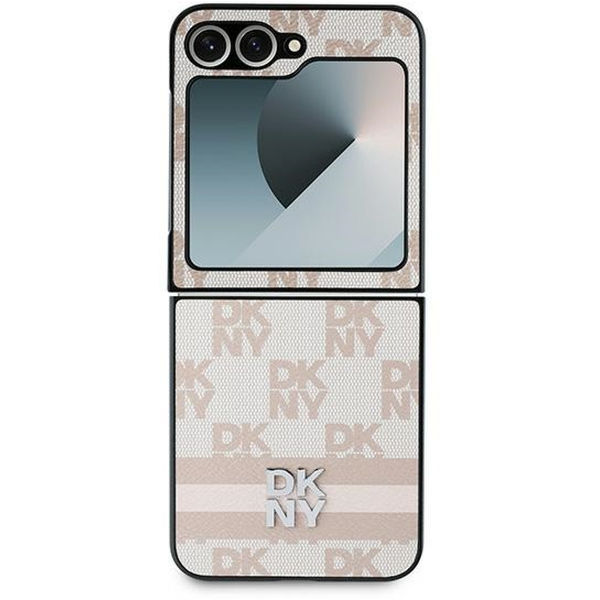 DKNY - Leather Chequered Pattern Printed Stripes (DKHCZF6PCPTSSP) - Samsung Galaxy Z Flip6 - Pink