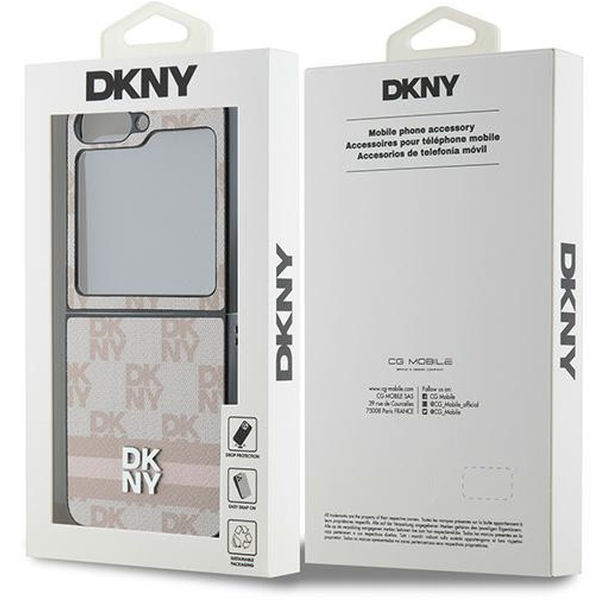 DKNY - Leather Chequered Pattern Printed Stripes (DKHCZF6PCPTSSP) - Samsung Galaxy Z Flip6 - Pink