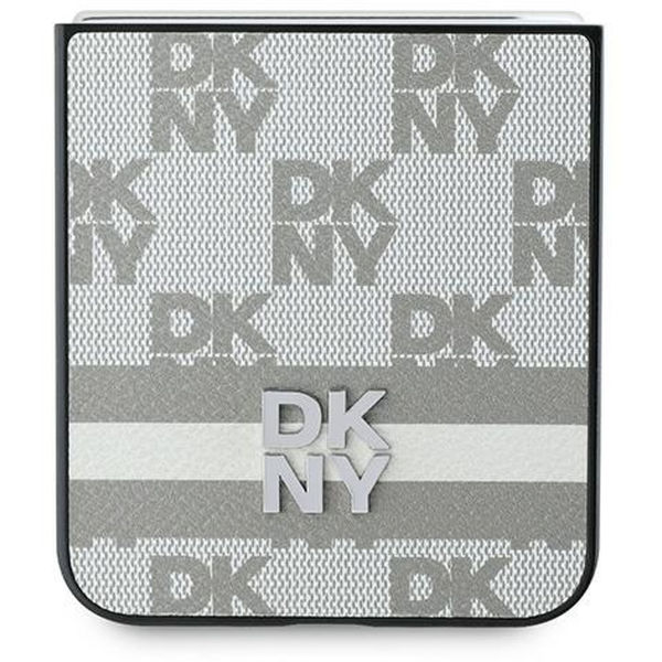 DKNY - Leather Chequered Pattern Printed Stripes (DKHCZF6PCPTSSE) - Samsung Galaxy Z Flip6 - Beige