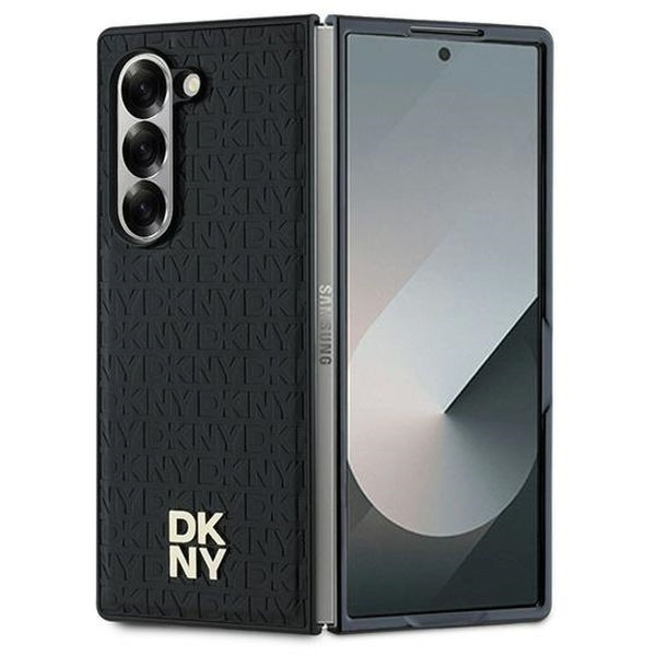 DKNY - Leather Repeat Pattern Stack Logo (DKHMZFD6PSHRPSK) - Samsung Galaxy Z Fold6 - Black