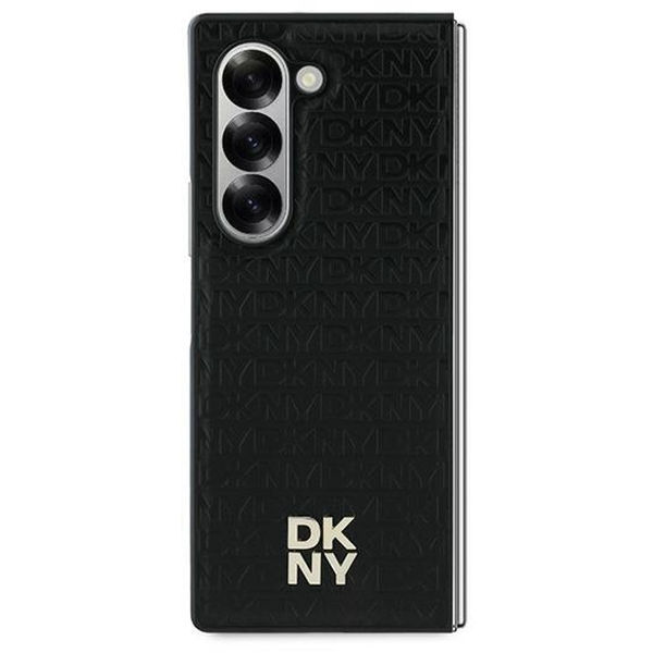 DKNY - Leather Repeat Pattern Stack Logo (DKHMZFD6PSHRPSK) - Samsung Galaxy Z Fold6 - Black